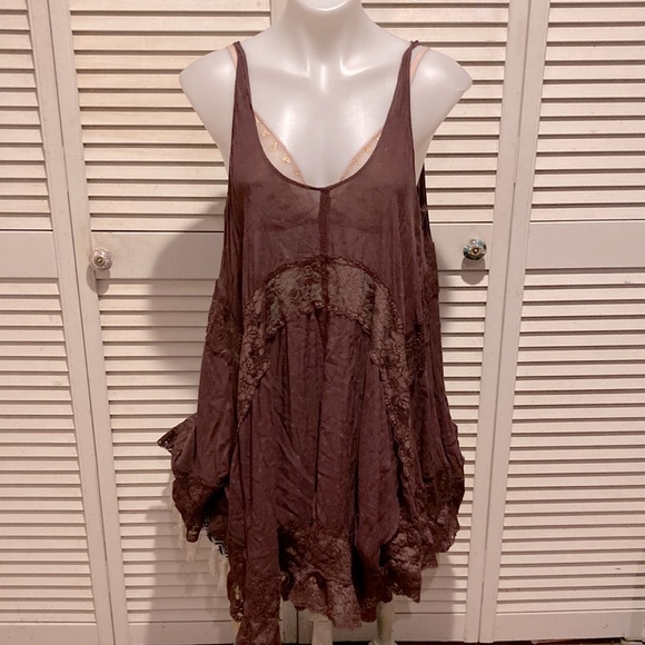 FREE PEOPLE SHE SWINGS CAMI SLIP DRESS IN MAROON (DARK RED) - Picture 4 of 11